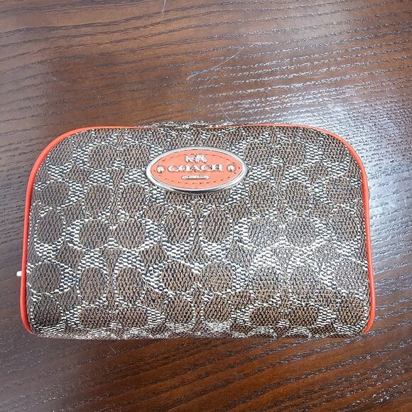 Coach CC Pattern Canvas Signature Cosmetic Pouch Mini Pouch - Picture 1 of 3